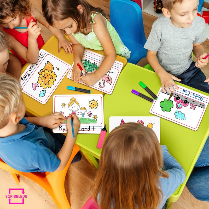 Scribbledo Double Sided Whiteboard 9â€x12â€ Story Lined Dry Erase Board for Kids Writing Board Age 3-5 Practice Drawing Small White Board Teacher Elementary Grade 1 Kindergarten Preschool - Image 2